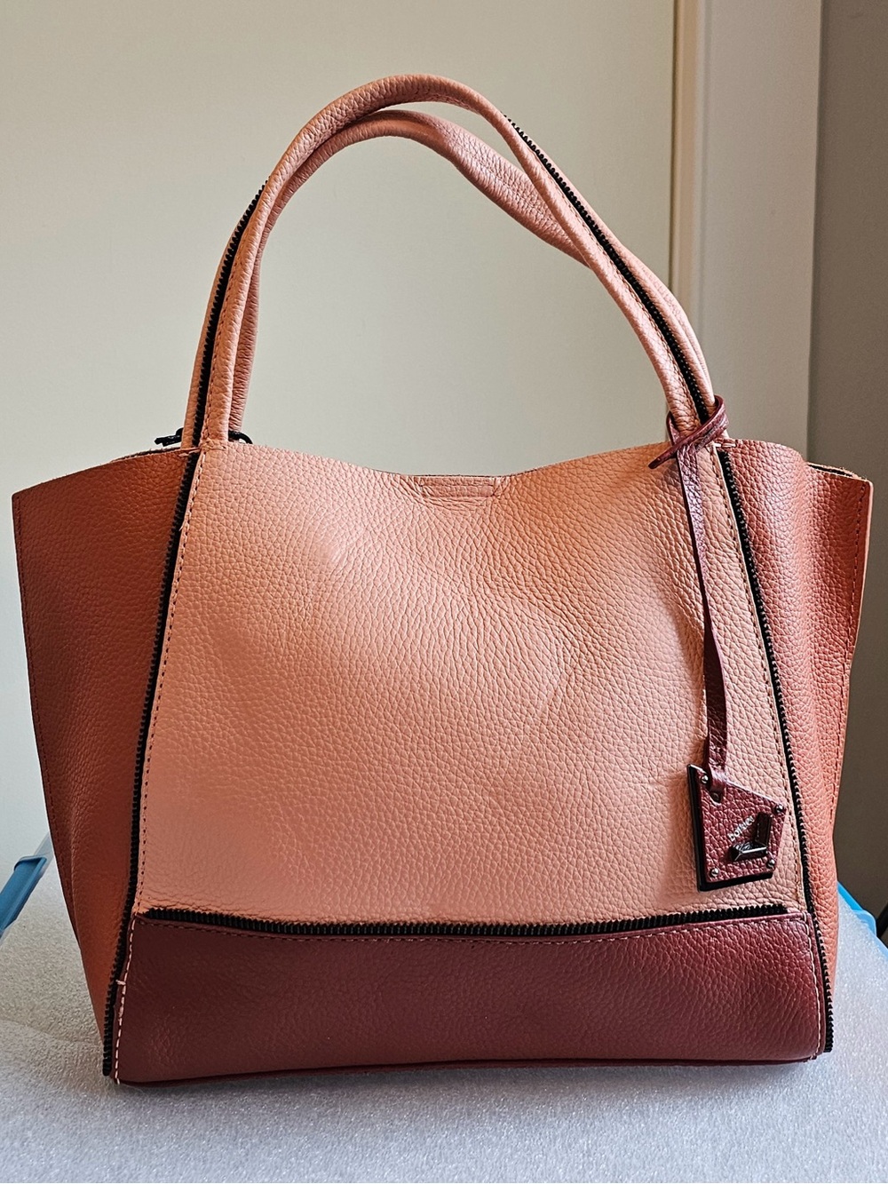 Botkier Bite Size SoHo Convertible Tote - RARE Peach/Terracotta/Maroon Colorway